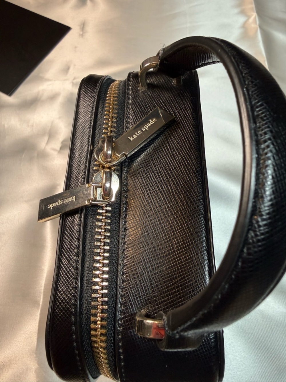 NWOT Kate Spade Black Mini Top-Handle Crossbody with Gold Hardware and Scarf - Picture 7 of 11
